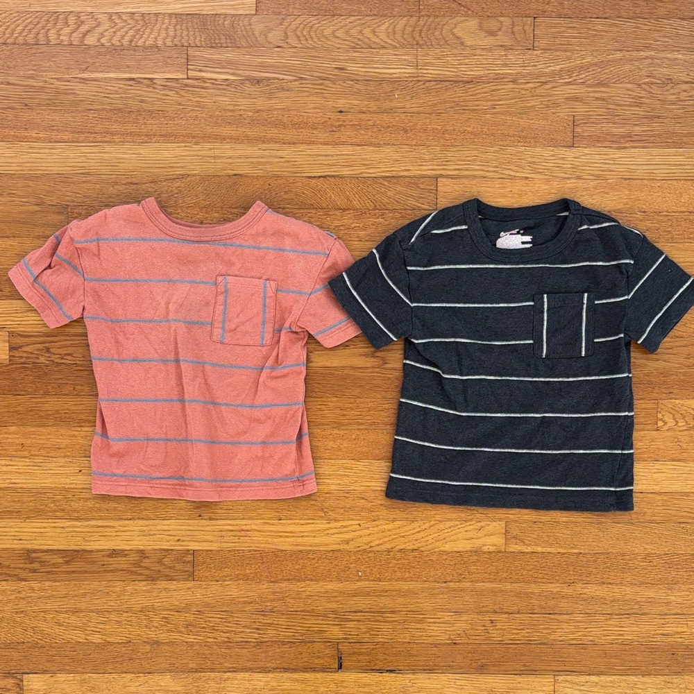 Striped Toddler T-Shirts - Coral and Black